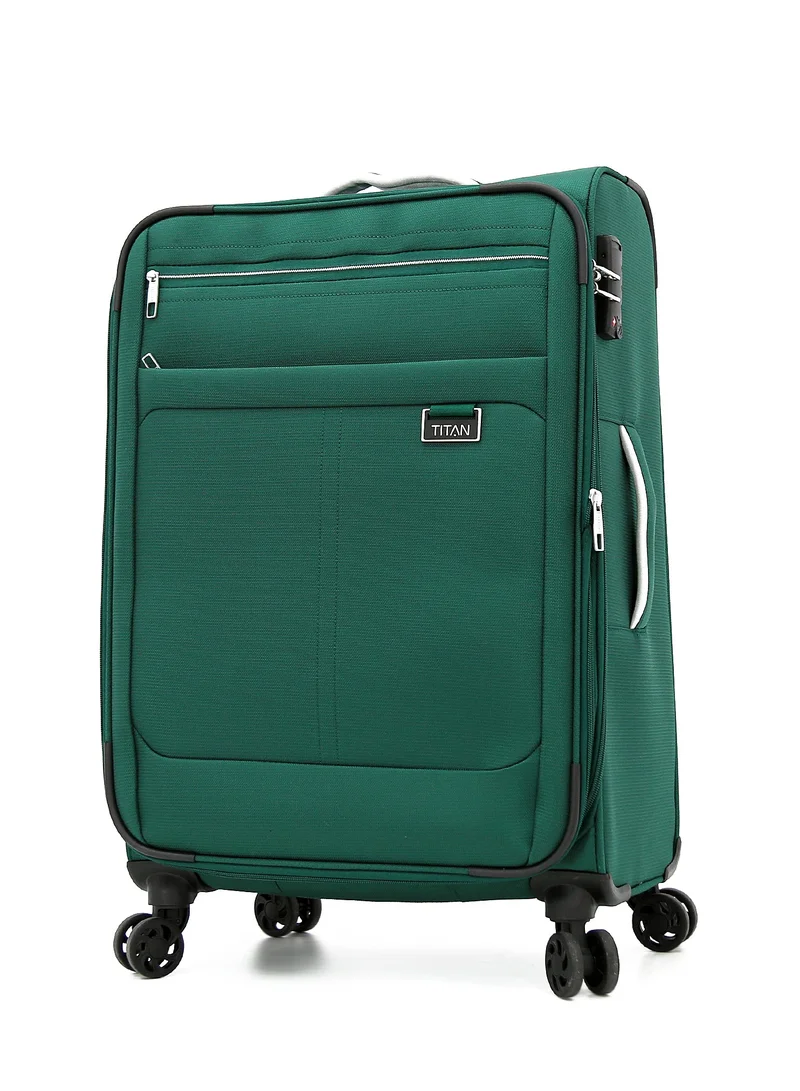 تيتان TITAN 3-Piece Soft Trolley Luggage Set,TSA lock , Double Spinner Wheels, (GREEN)